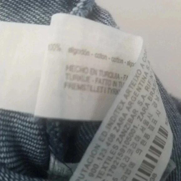 Zara Woman Premium Denim Wide  Leg Dark Wash Raw Hem Cropped Overalls M - Picture 6 of 14